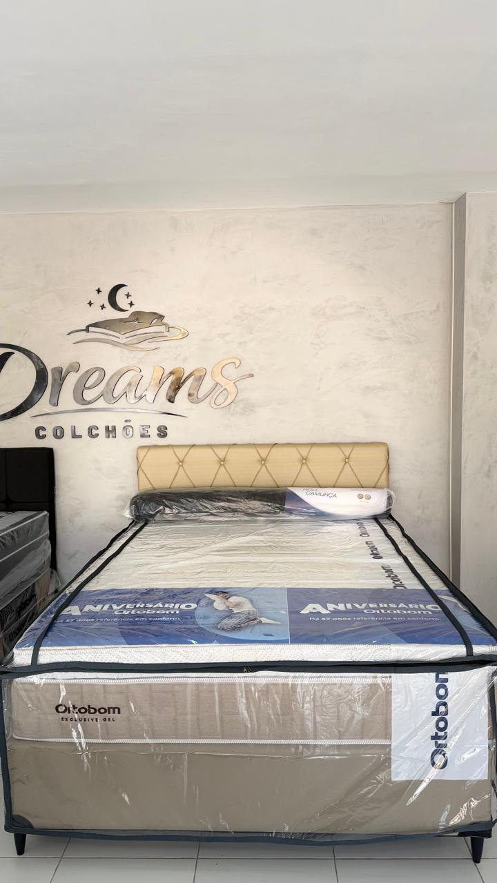 Conjunto box Ortobom montado na loja Dreams Colchões